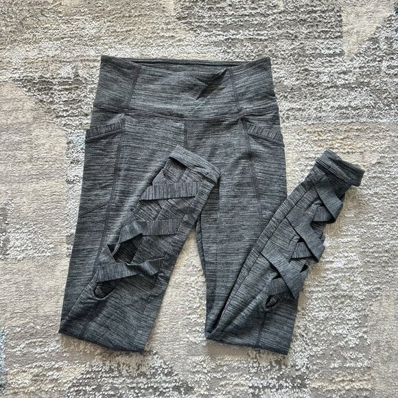 Athleta Womens Leggings Small S Heathered Gray Pockets Workout Training Yoga Gym - Picture 1 of 7
